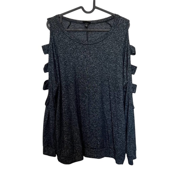 Torrid Black Knit Ladder Sleeve Pullover Sweater Size 1X Cozy Loungewear Grunge - Picture 2 of 7